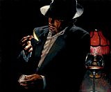 Cigarette Canvas Paintings - Man lighting Cigarette II